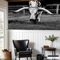 Rustic farmhouse decor Texas Longhorn peel and stick mural