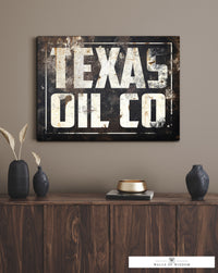TX Oil Co Vintage Bar Wall Decor - Industrial Canvas Wall Art