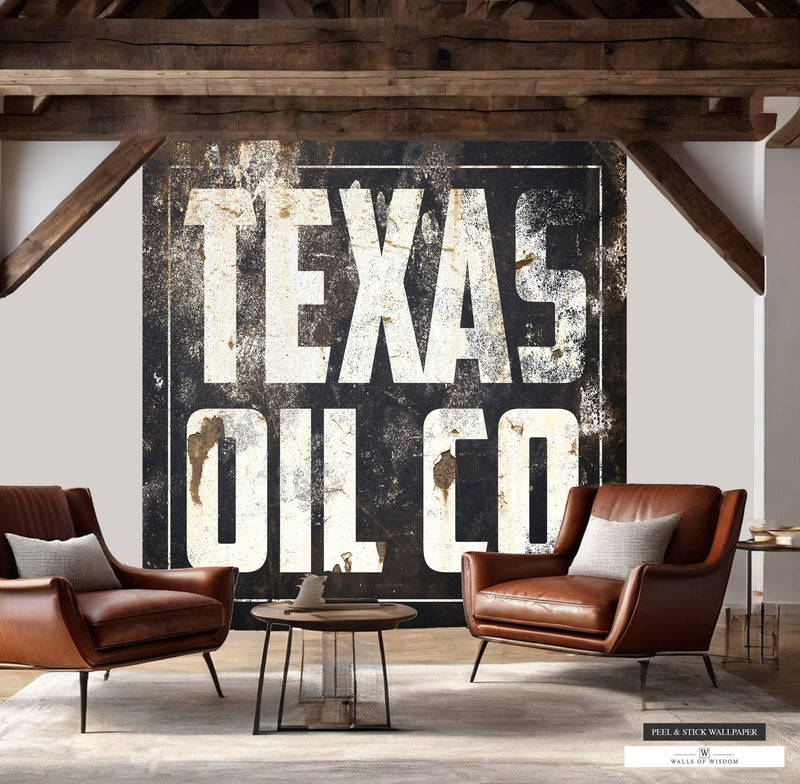 "Express Oil Industry Admiration with Texas-Themed Peel & Stick Mural.