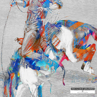 Bold removable wallpaper featuring Wild West cowboy scene