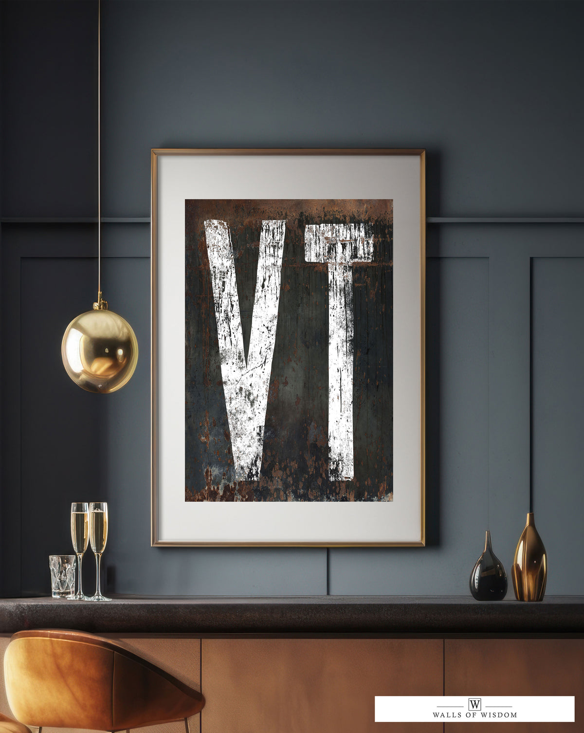 Vermont Home State Typography Poster Print - VT State Sign Rustic Western Print Wall Art