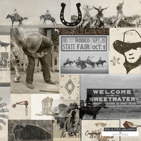 Rustic Western wallpaper featuring antique cowboy photography