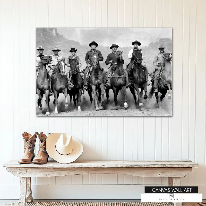 Cinematic Western wall art inspired by classic cowboy films.