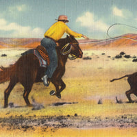 Get Along Little Dogie canvas print with Southwestern cowboy artwork and bright, dusty colors.