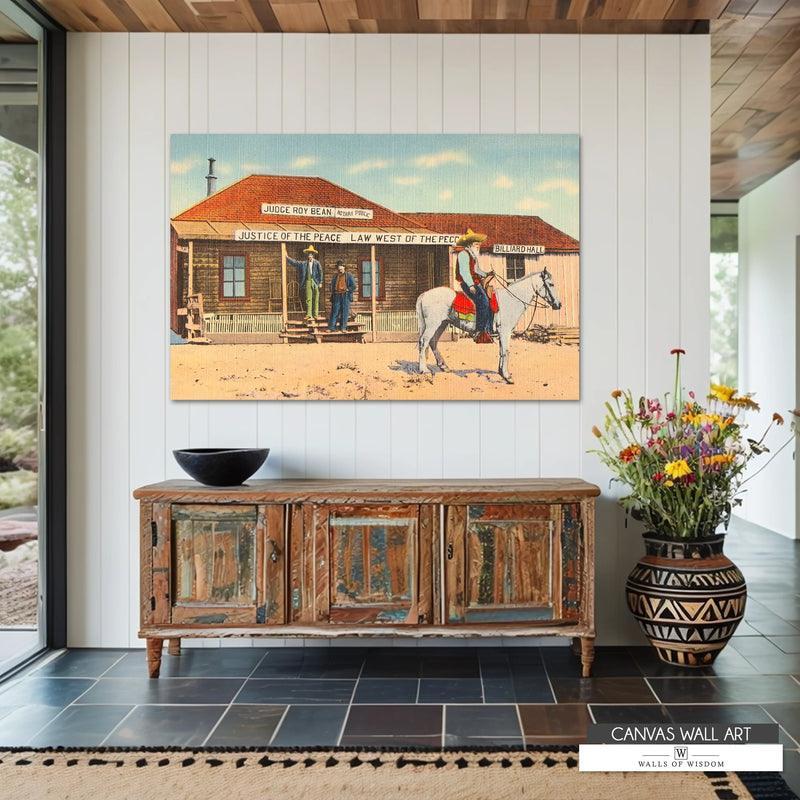 Judge Roy Bean canvas wall art – Law West of the Pecos Texas print. Wild West Bold Art Print