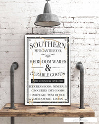 Southern Mercantile Co. Canvas Sign -  Vintage Signs for Kitchen