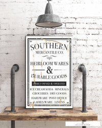 Southern Mercantile Co. Canvas Sign -  Vintage Signs for Kitchen