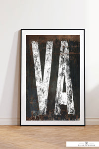 Virginia Native Home State Rustic Poster Print - VA State Sign Southwest Print Wall Art