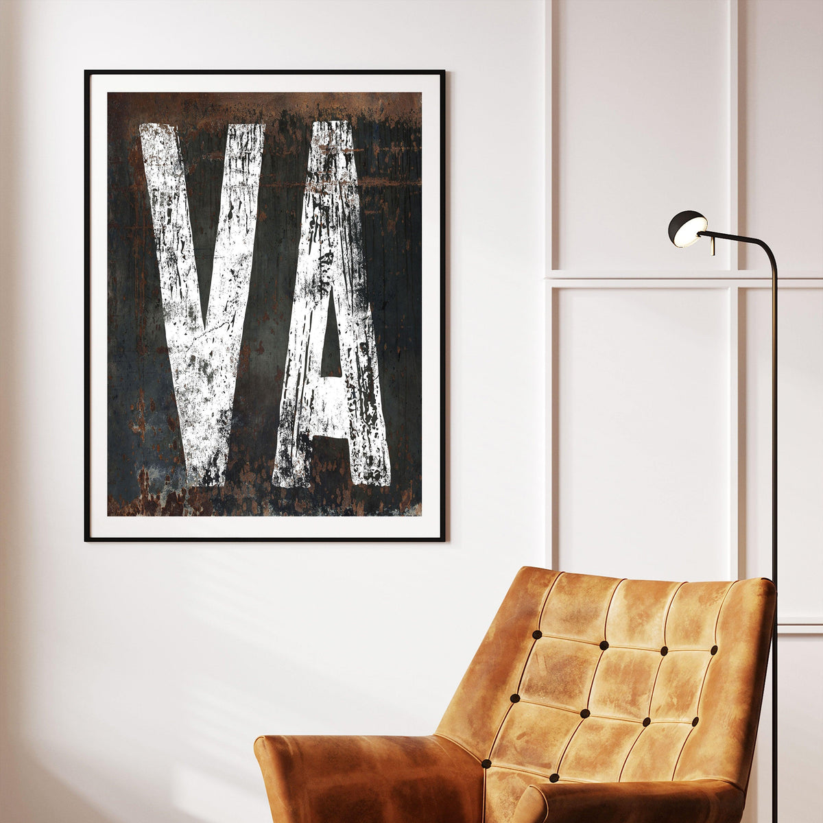 Virginia Native Home State Rustic Poster Print - VA State Sign Southwest Print Wall Art