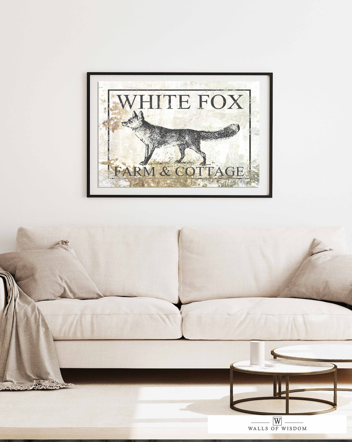 White Fox Farm and Cottage Vintage Poster Print - Rustic Cottage Style Sign