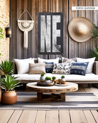 Chic Nebraska State Vinyl Banner: Ideal Party Decor with Rustic Western Flair for Home Bar or Patio.