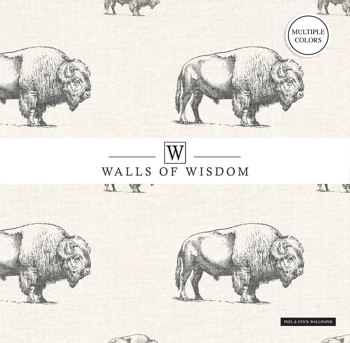 Close-up detail of American Buffalo Western Boho Peel & Stick Wallpaper showcasing its high-quality print