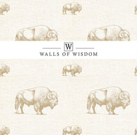 Dynamic and energetic American Buffalo Boho Wallpaper in a modern home office setting.