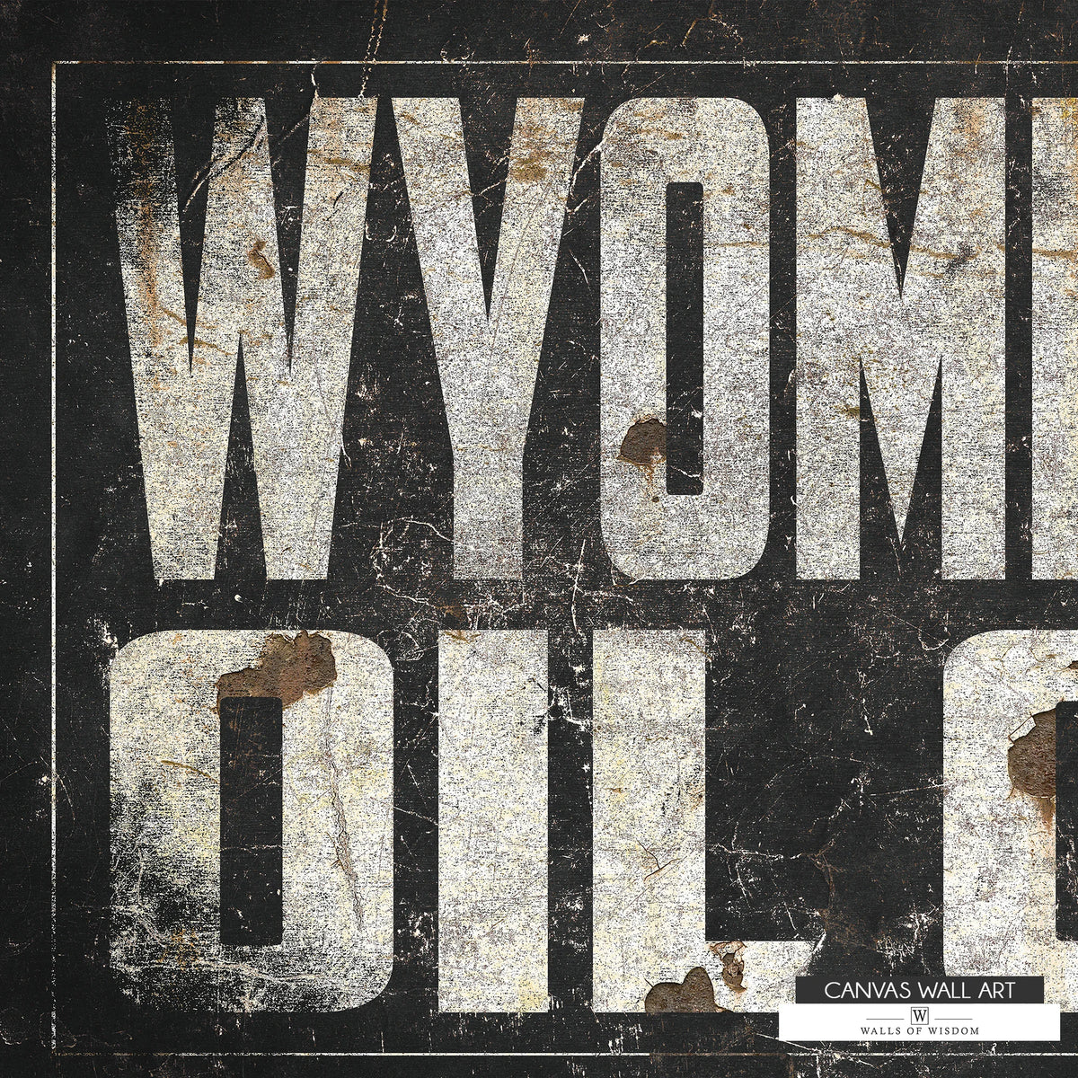 Classic Western cowboy oilfield canvas print with an antique Wyoming oil company aesthetic.
