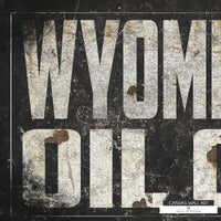 Classic Western cowboy oilfield canvas print with an antique Wyoming oil company aesthetic.