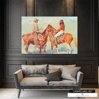 Classic Western painting reproduction on canvas with detailed brushwork.