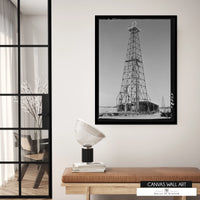 Vintage Oil Derrick Canvas Print – Texas Ranch & Industrial Wall Art