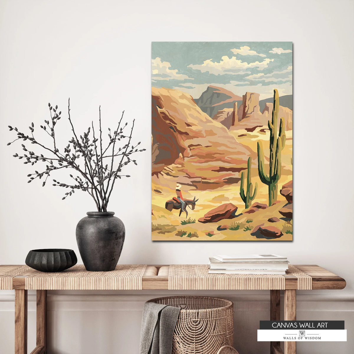 Painted Desert Scene wall Art for Rustic western Homes.