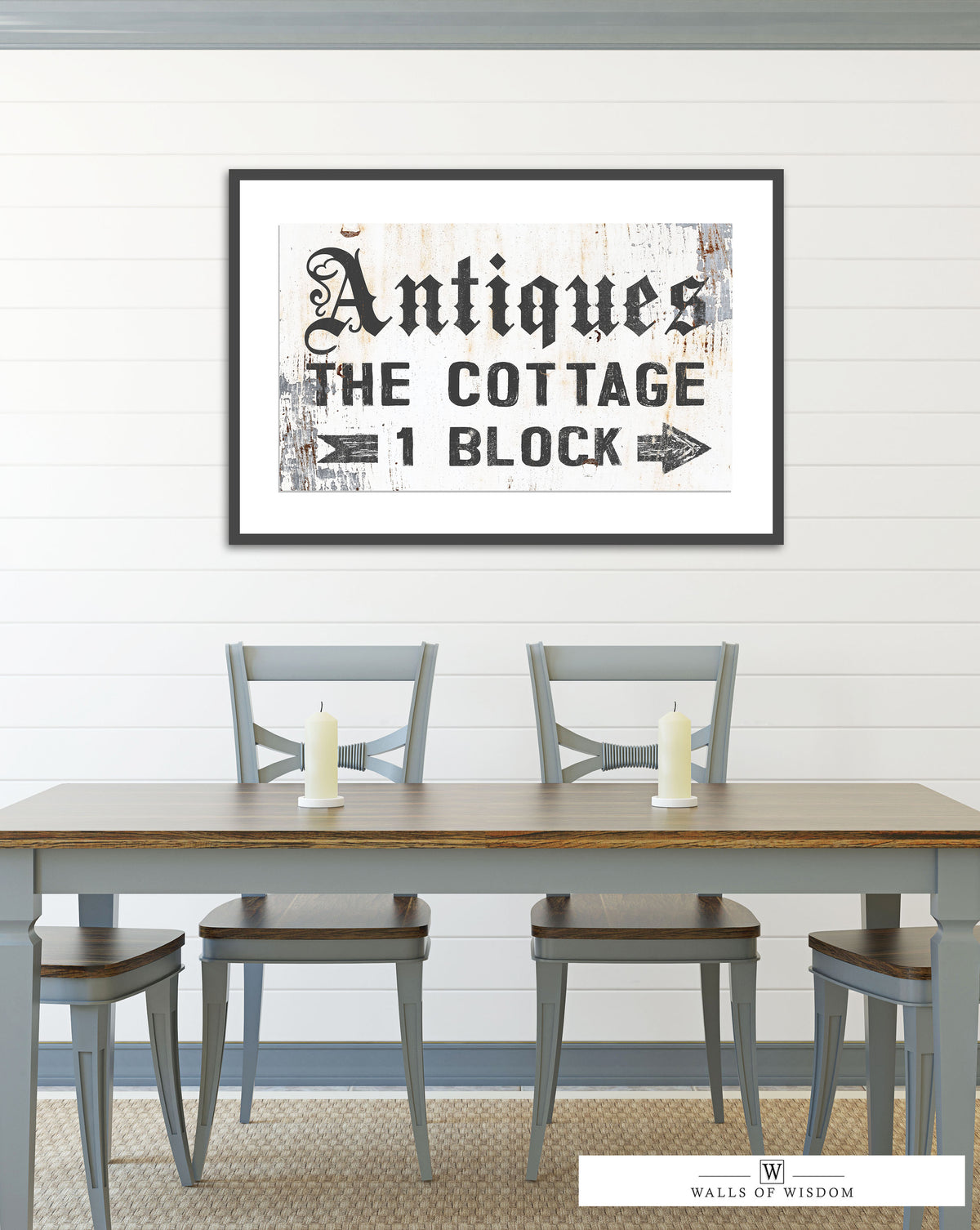 Weathered Antique 'The Cottage' Poster Print - Vintage Black and White Distressed Design
