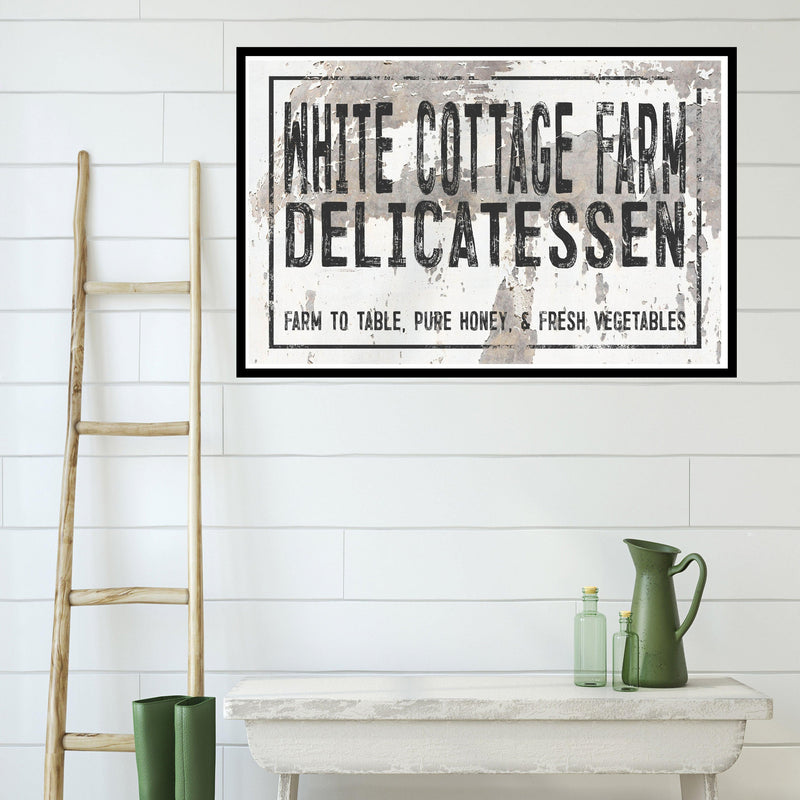 White Cottage Farm Poster Print - Farmhouse Wall Art