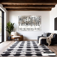 Personalized White Cottage Farm Sign for Home Decor