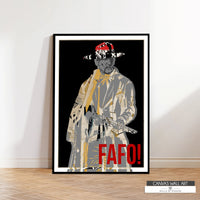 Bold FAFO cowboy canvas print blending vintage Western grit with modern artistic flair.