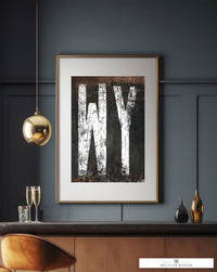 Wyoming Home State Rustic Typography Poster Print - WY State Sign Western Print Wall Art