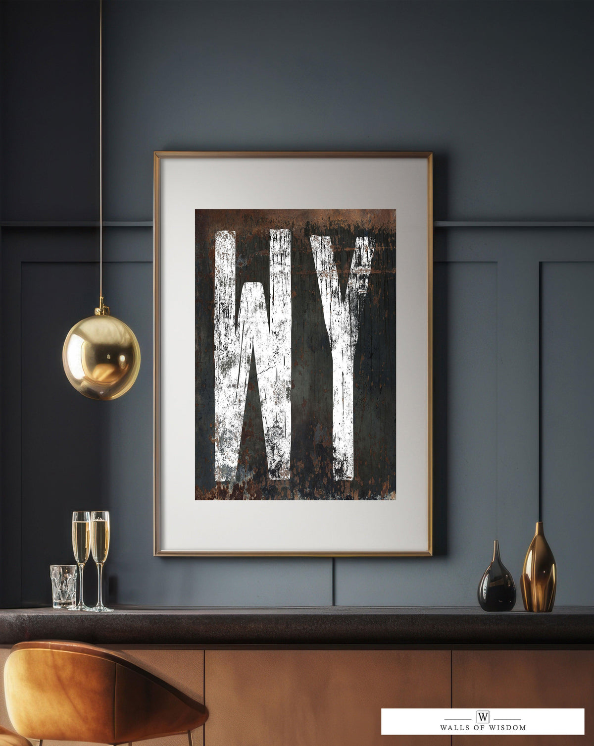 Wyoming Home State Rustic Typography Poster Print - WY State Sign Western Print Wall Art