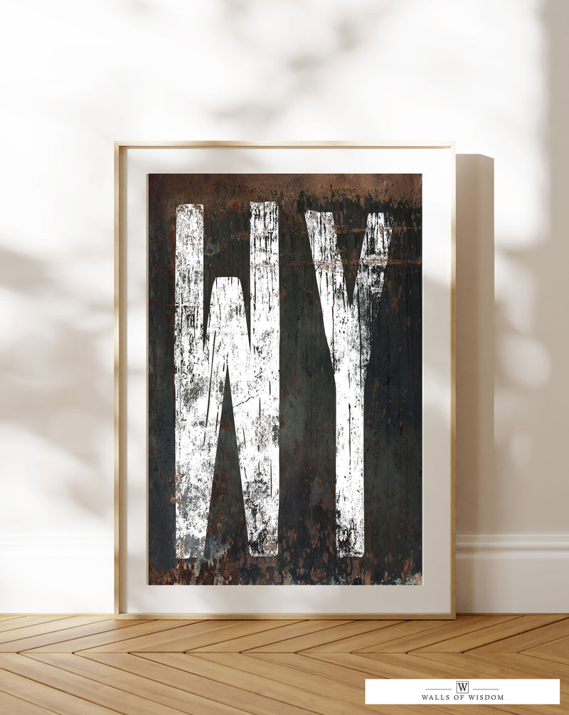 Wyoming Home State Rustic Typography Poster Print - WY State Sign Western Print Wall Art