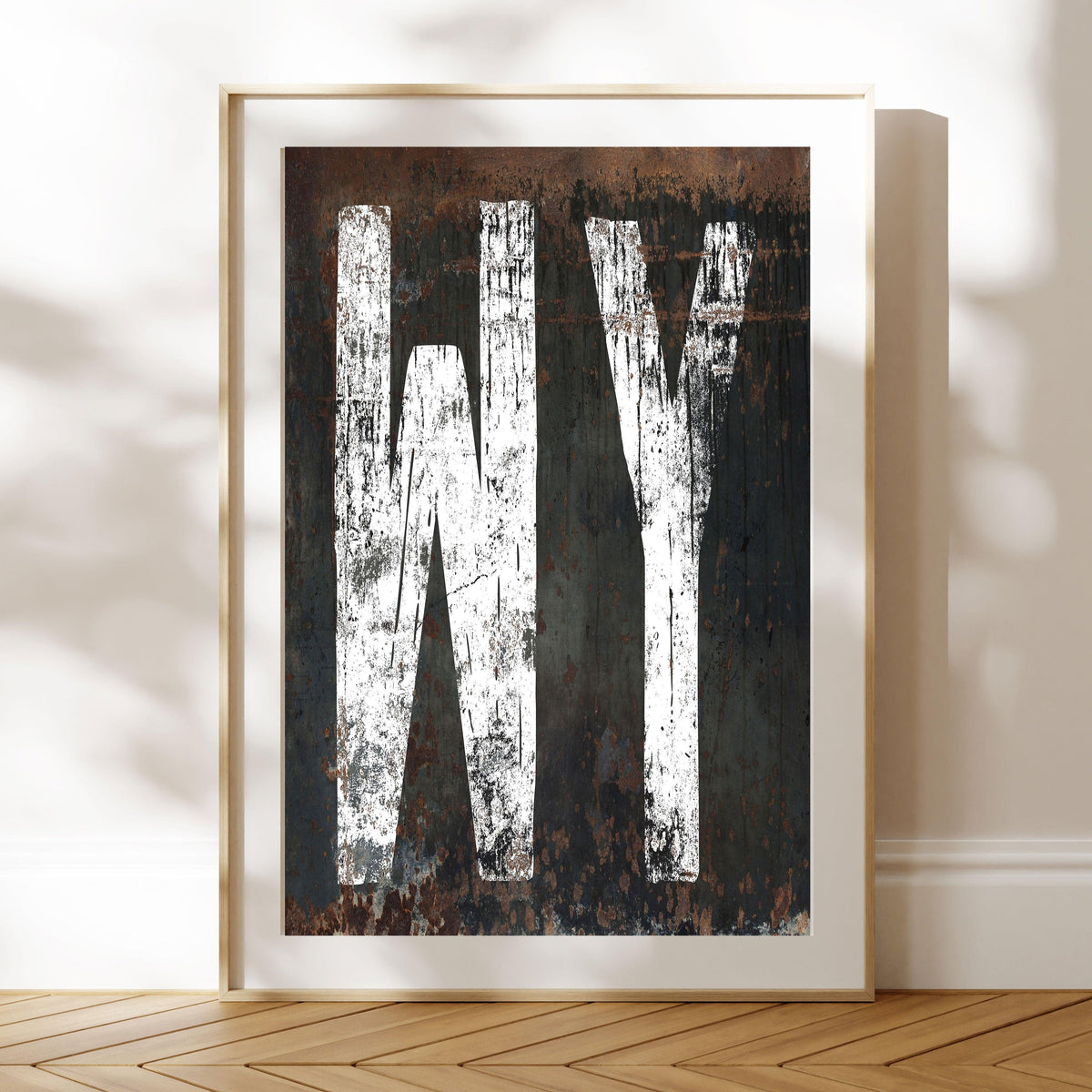 Wyoming Home State Rustic Typography Poster Print - WY State Sign Western Print Wall Art