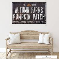 Vintage Fall Canvas Sign: Autumn Farms Pumpkin Patch