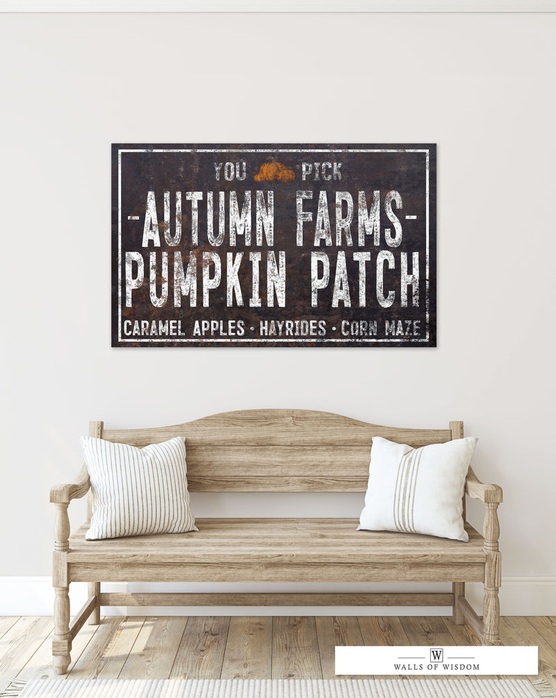 Autumn Farms Pumpkin Patch Black Canvas Print - Farmhouse Fall Decor ...