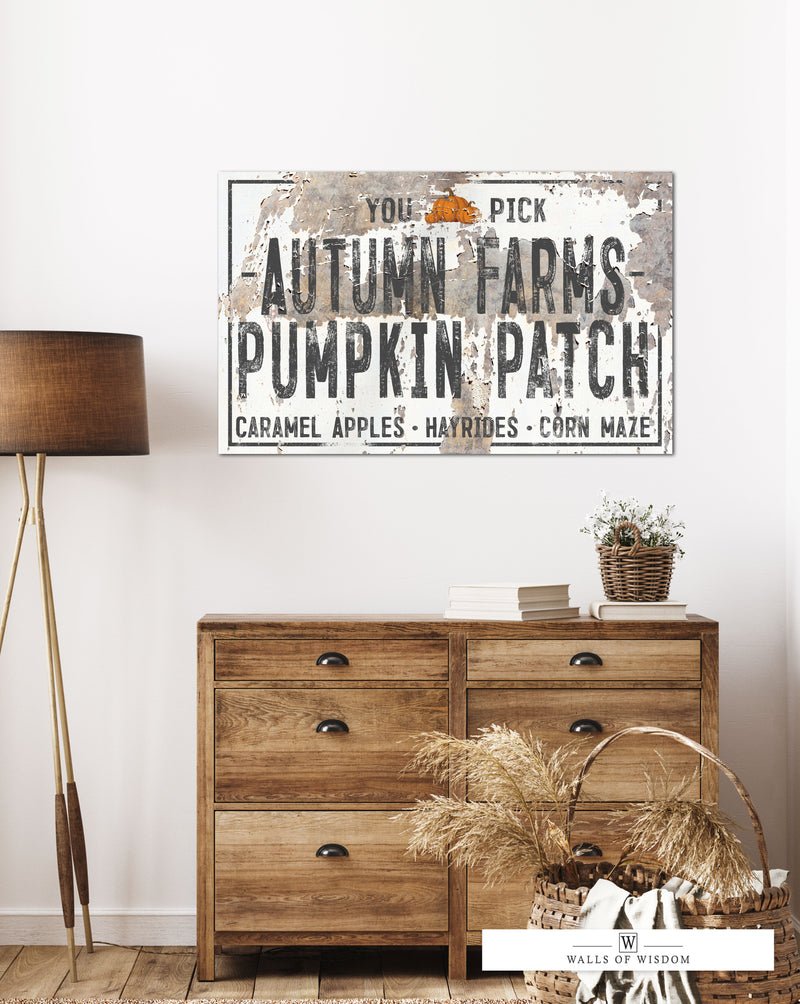 Rustic Pumpkin Patch Canvas Art for Autumn Decor