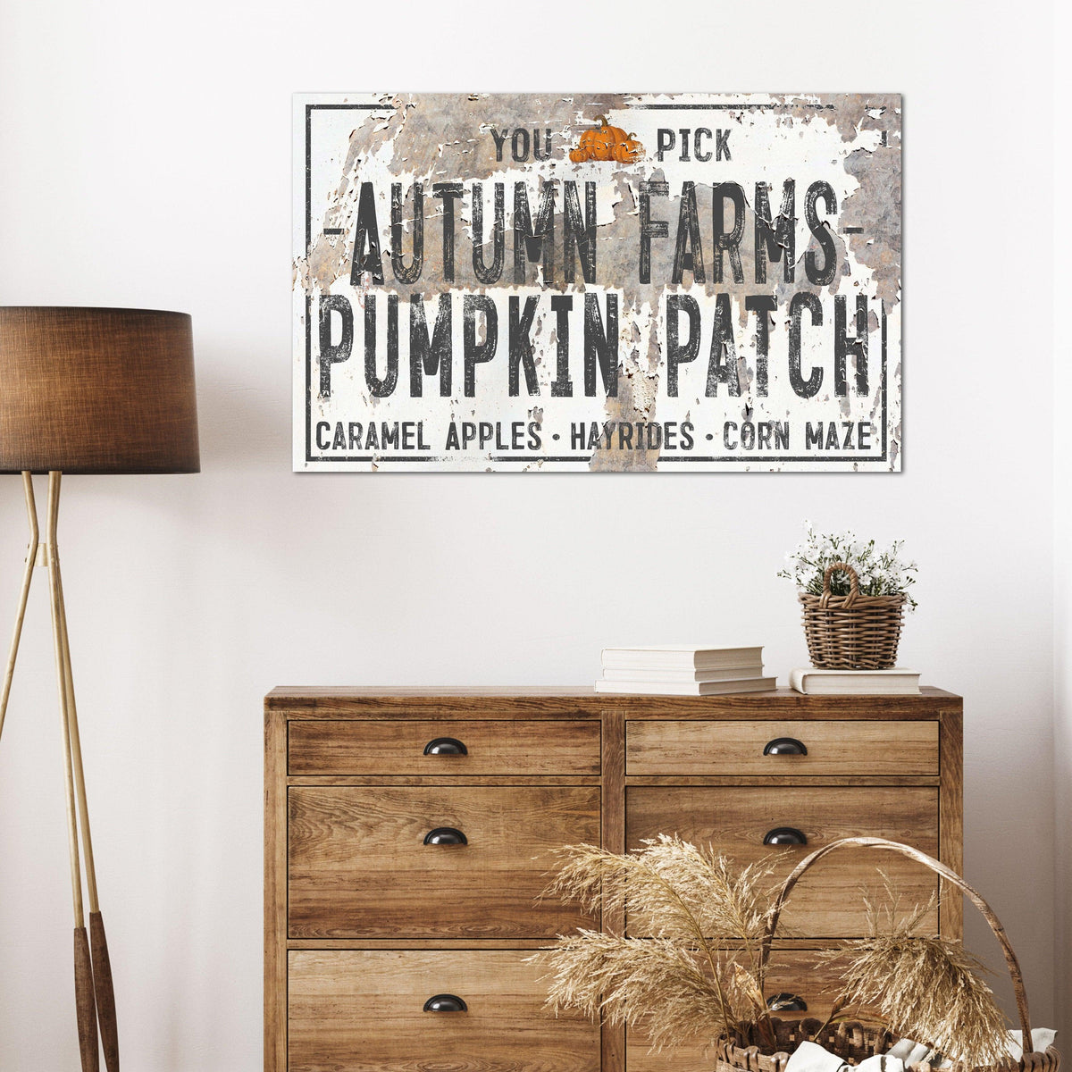 Rustic Pumpkin Patch Canvas Art for Autumn Decor