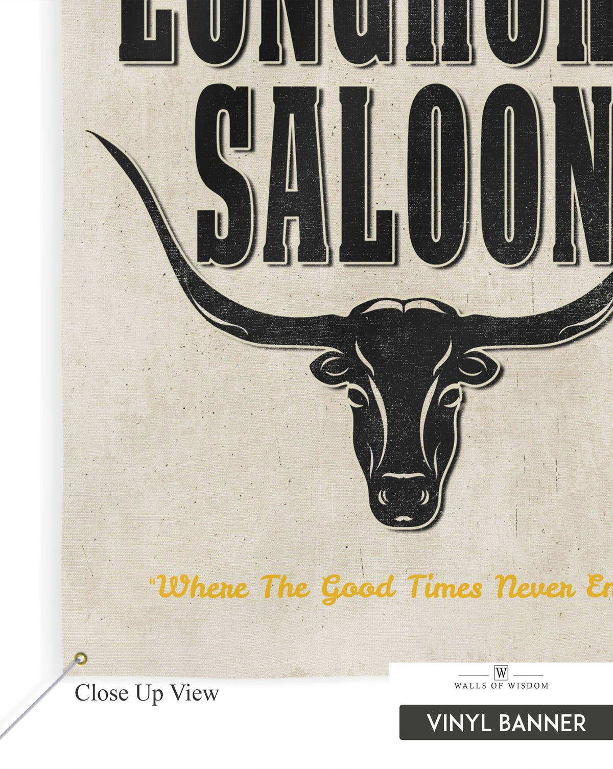 Longhorn Saloon Customizable Backyard Vinyl Sign - Weatherproof Bar & Grill Patio Decor