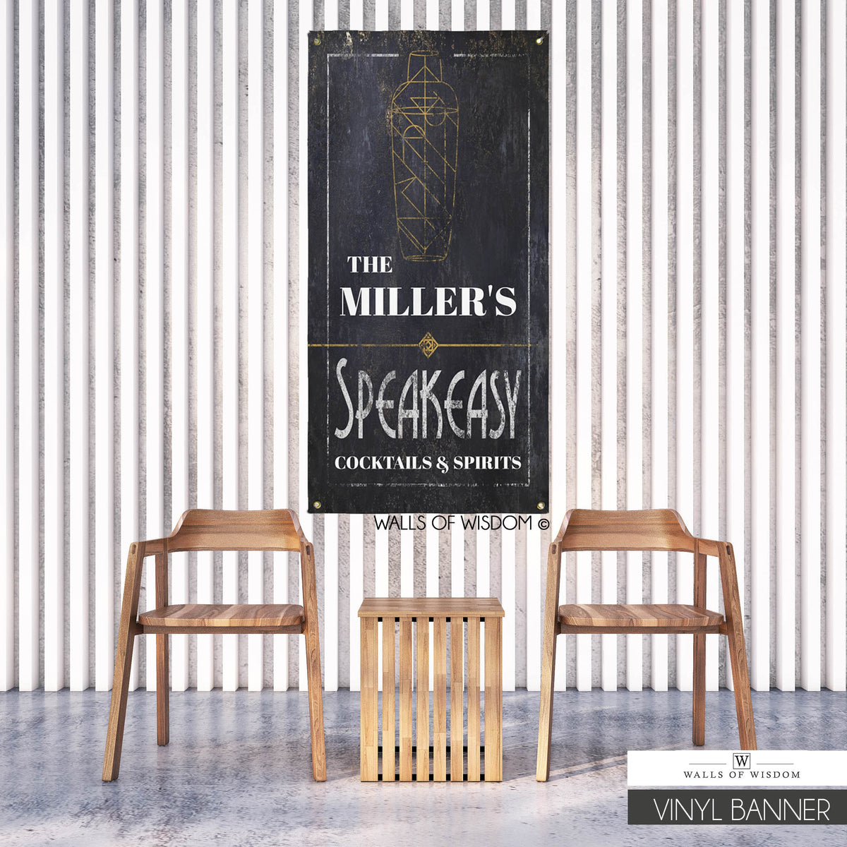 Art Deco Personalized Speakeasy Outdoor Decor Vinyl Sign - Pool and Patio Backyard Decor Cocktail Lounge Wall Art