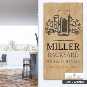 Personalized Outdoor Home Bar Vinyl Sign - Backyard Bar and Grill Wall Art