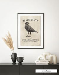 Black Crow Dark Halloween Poster Print - Neutral Halloween Decor