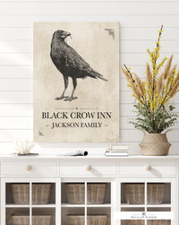Personalized Spooky Halloween Black Crow Neutral Wall Art - Custom Halloween Sign