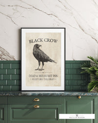 Vintage Halloween Poster Print - Black Crow Inn Wall Art