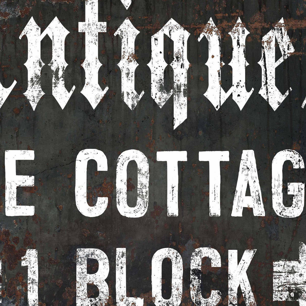 Black Distressed Antiques The Cottage Canvas Sign - Vintage Farmhouse Canvas Wall Art