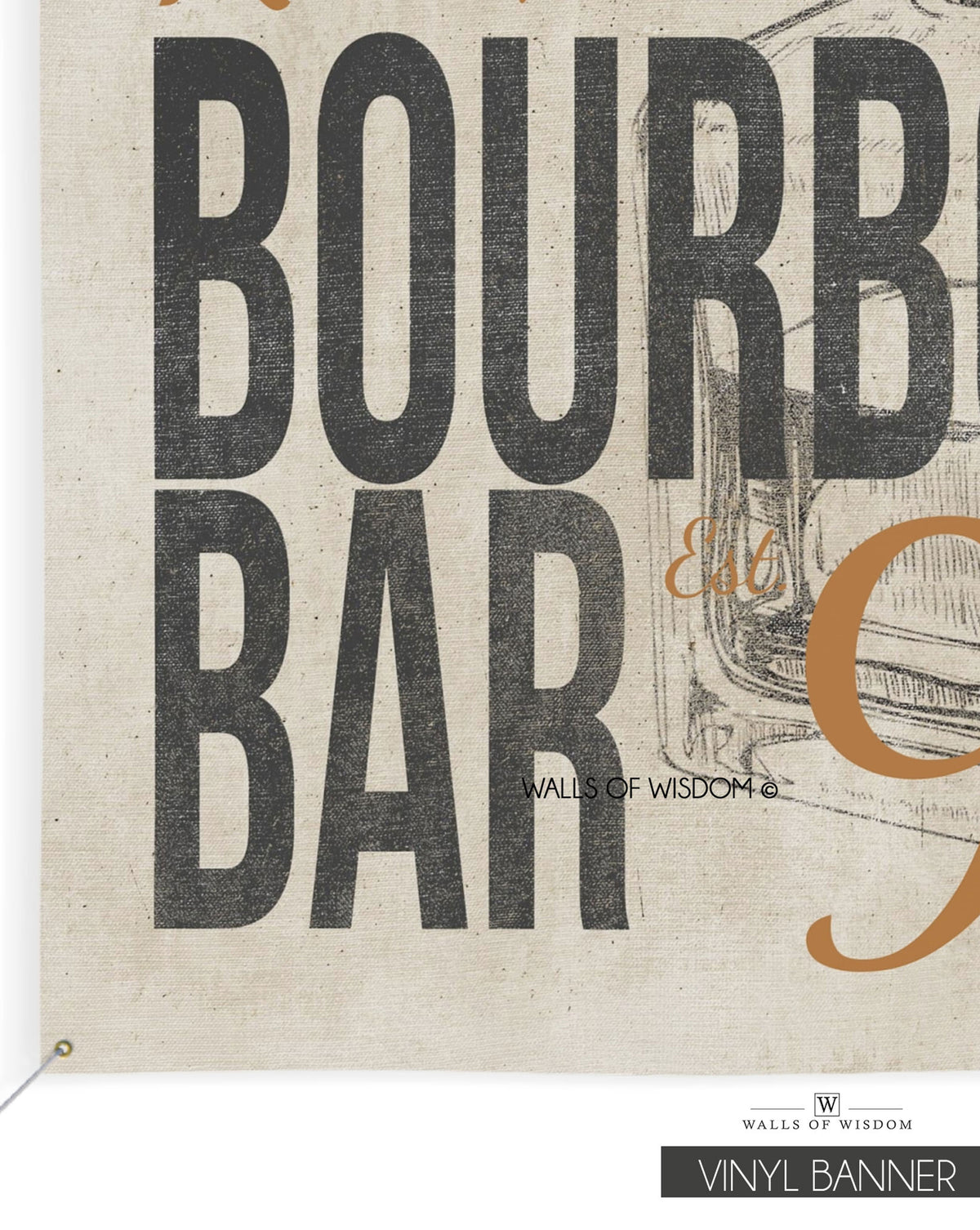 Bourbon Bar Backyard Bar & Grill Custom Vinyl Sign - Indoor/Outdoor Patio Lounge Weatherproof Decor