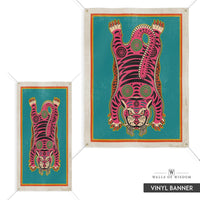 Pink Tibetan Tiger Boho Wall Art Vinyl Sign  - Outdoor Patio Garden Yard Art Maximalist Hippie Prints