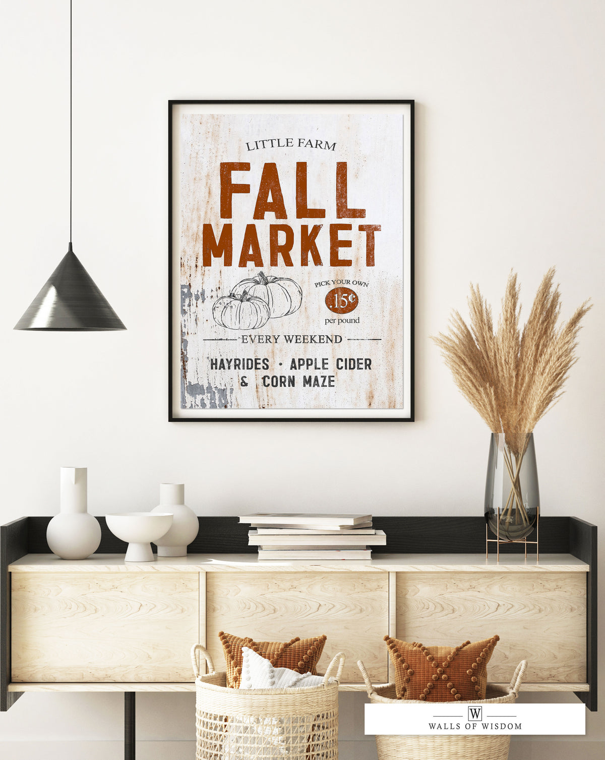 Fall Season Aesthetic Farmhouse Market Poster Print - Warm Cozy Fall Decor Wall Art