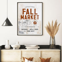 Fall Season Aesthetic Farmhouse Market Poster Print - Warm Cozy Fall Decor Wall Art