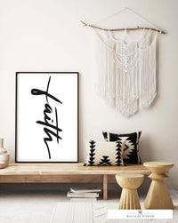 Faith Typography Poster Wall Art  - Christian Motivational Print Art