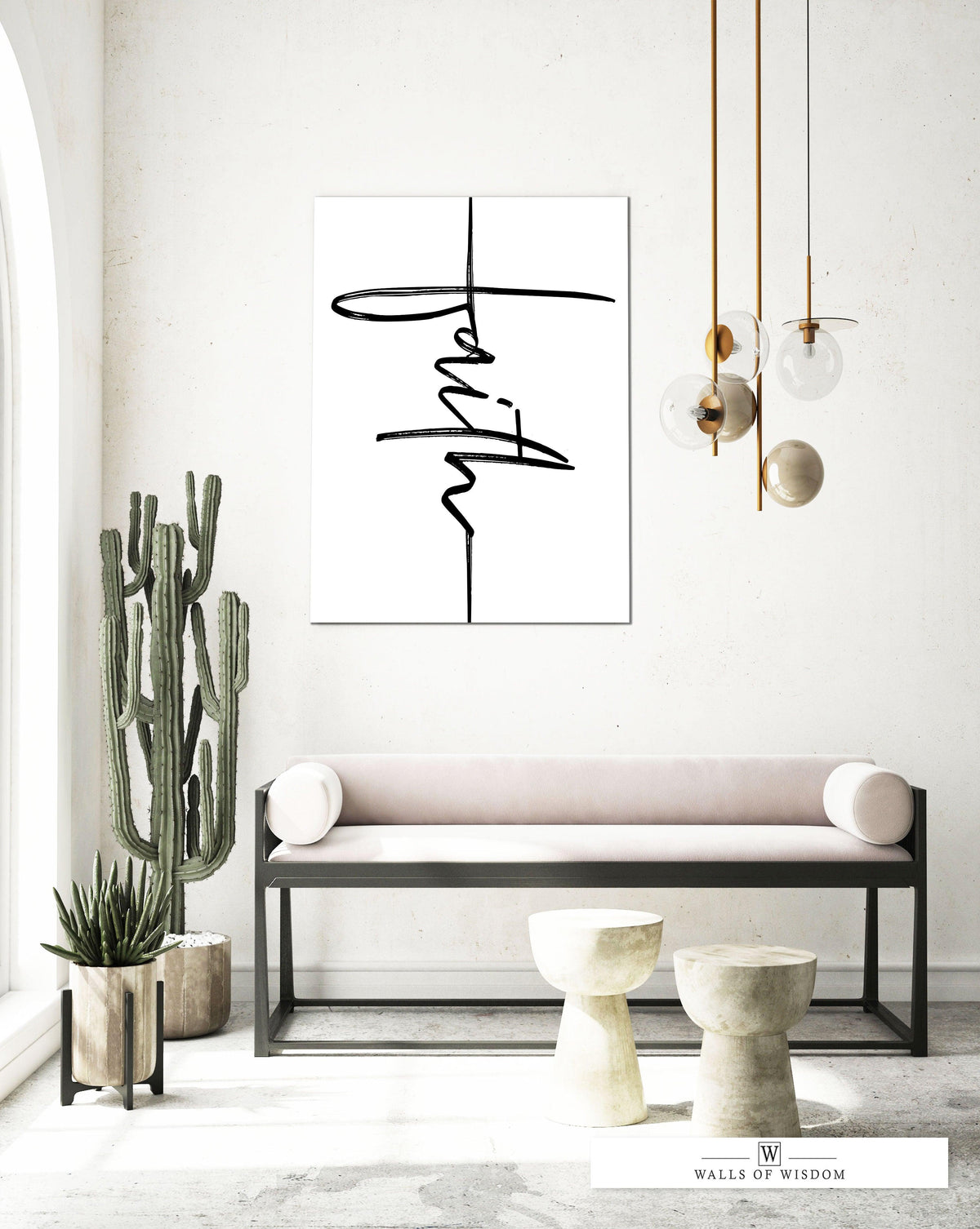 Faith Modern Wall Art - Large Modern Farmhouse Wall Decor Word Art