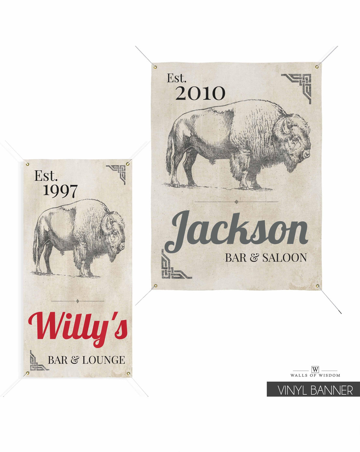 Buffalo Bar & Grill Backyard Decor - Personalized Outdoor Bar Vintage Vinyl Sign