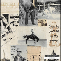 Cowboy quote canvas featuring black and white rodeo photography with bold Western wisdom.