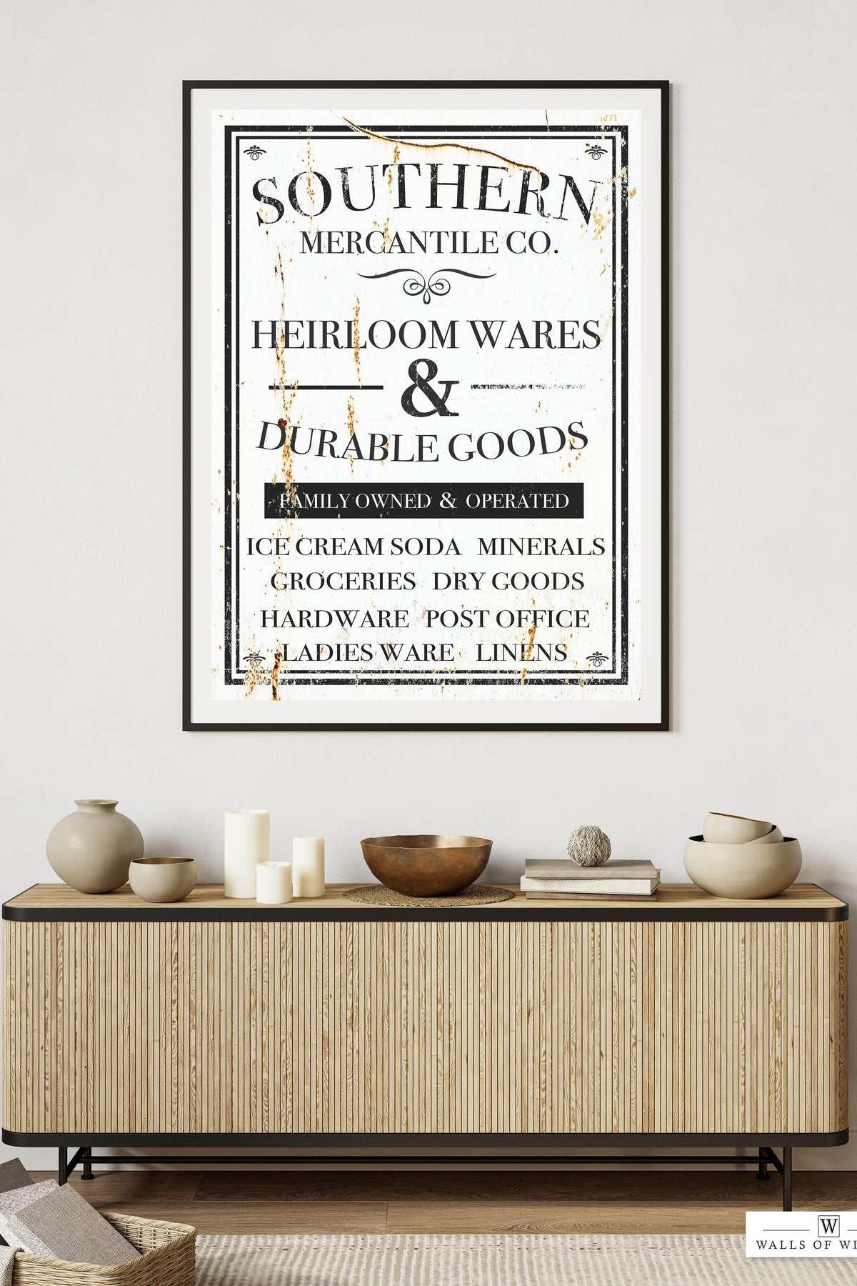 Vintage Mercantile Sign Poster - Distressed Dry Goods Kitchen Wall Decor